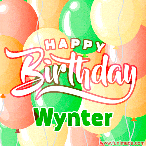 Happy Birthday Image for Wynter. Colorful Birthday Balloons GIF Animation.