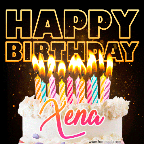 Xena - Animated Happy Birthday Cake GIF Image for WhatsApp