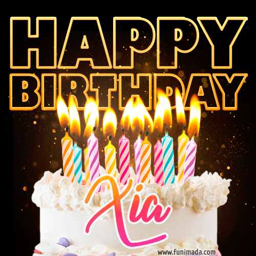 Xia - Animated Happy Birthday Cake GIF Image for WhatsApp