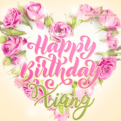 Pink rose heart shaped bouquet - Happy Birthday Card for Xiang
