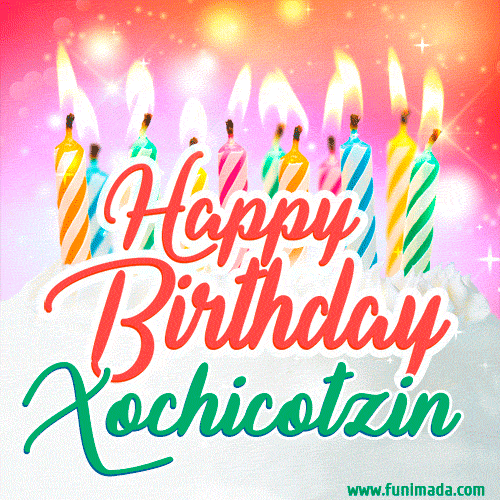 Happy Birthday GIF for Xochicotzin with Birthday Cake and Lit Candles