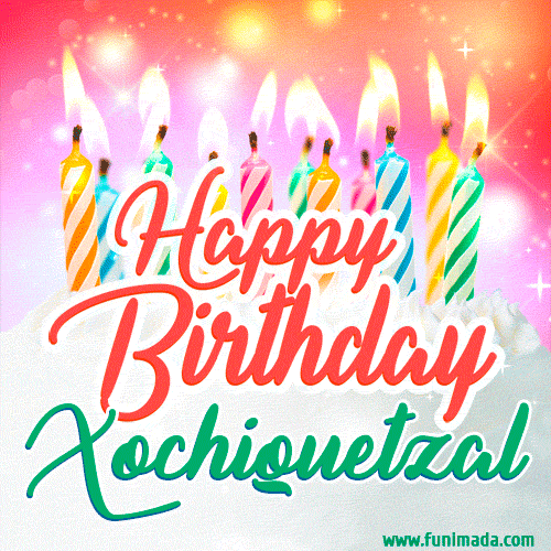 Happy Birthday GIF for Xochiquetzal with Birthday Cake and Lit Candles