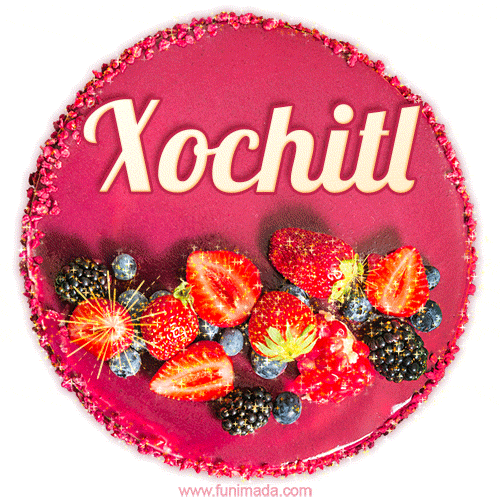 Happy Birthday Cake with Name Xochitl - Free Download