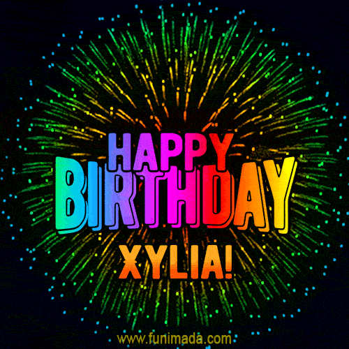 New Bursting with Colors Happy Birthday Xylia GIF and Video with Music