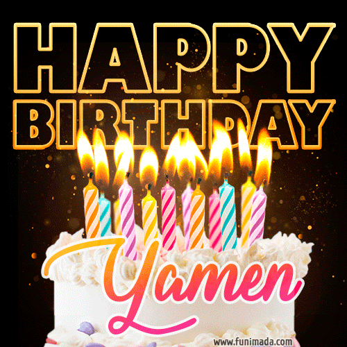 Yamen - Animated Happy Birthday Cake GIF for WhatsApp