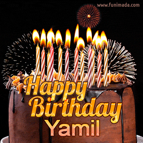 Chocolate Happy Birthday Cake for Yamil (GIF)