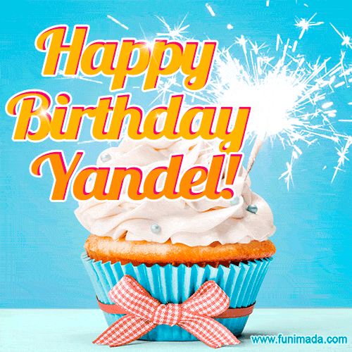 Happy Birthday, Yandel! Elegant cupcake with a sparkler.