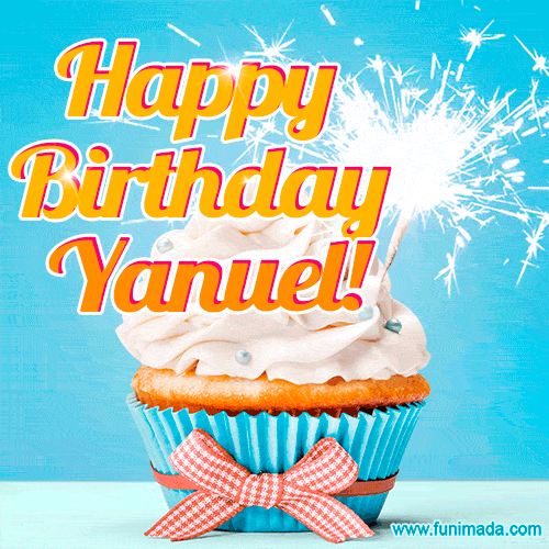 Happy Birthday, Yanuel! Elegant cupcake with a sparkler.