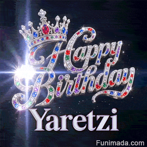 Sparkly animated GIF for Yaretzi displaying a luxury silver headpiece decorated with rubies and sapphires.
