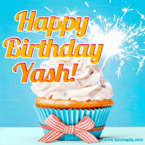 Happy Birthday, Yash! Elegant cupcake with a sparkler.