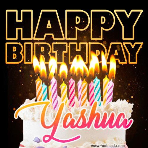 Yashua - Animated Happy Birthday Cake GIF for WhatsApp
