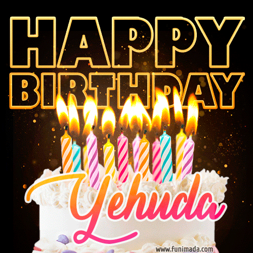 Yehuda - Animated Happy Birthday Cake GIF for WhatsApp