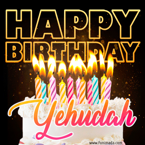 Yehudah - Animated Happy Birthday Cake GIF for WhatsApp