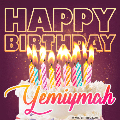 Yemiymah - Animated Happy Birthday Cake GIF Image for WhatsApp