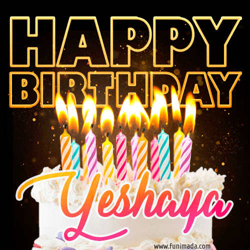 Yeshaya - Animated Happy Birthday Cake GIF for WhatsApp