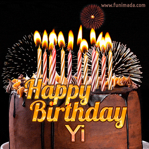 Chocolate Happy Birthday Cake for Yi (GIF)