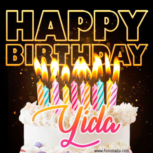 Yida - Animated Happy Birthday Cake GIF for WhatsApp