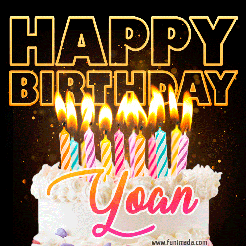 Yoan - Animated Happy Birthday Cake GIF for WhatsApp