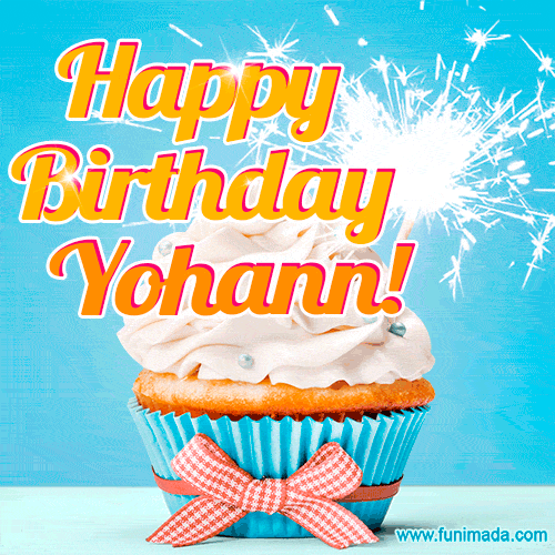 Happy Birthday, Yohann! Elegant cupcake with a sparkler.