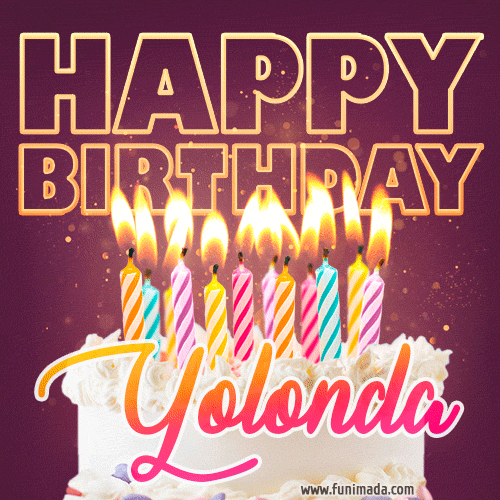 Yolonda - Animated Happy Birthday Cake GIF Image for WhatsApp