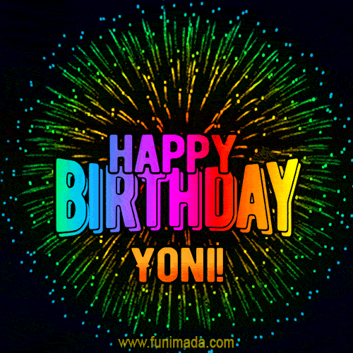 New Bursting with Colors Happy Birthday Yoni GIF and Video with Music