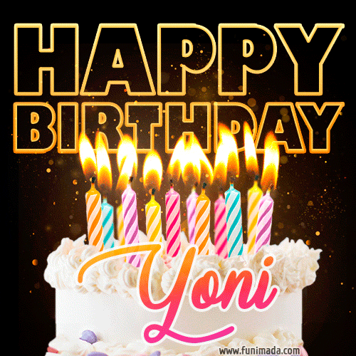 Yoni - Animated Happy Birthday Cake GIF for WhatsApp