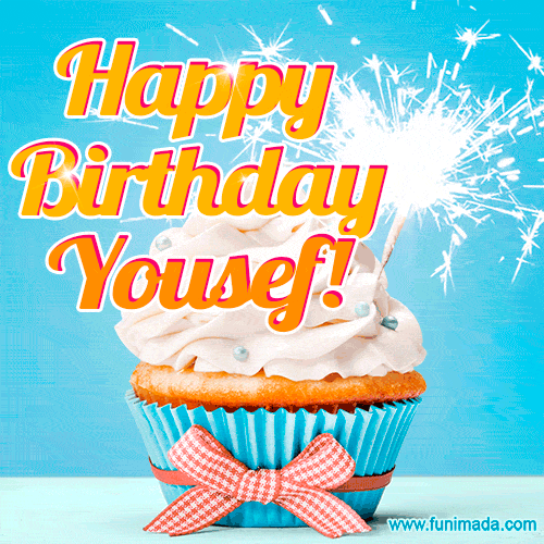 Happy Birthday, Yousef! Elegant cupcake with a sparkler.