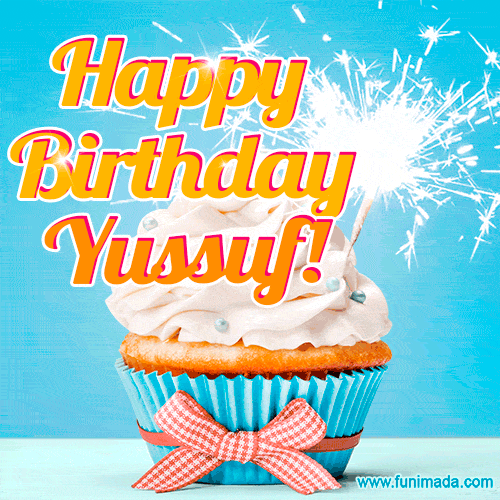 Happy Birthday, Yussuf! Elegant cupcake with a sparkler.