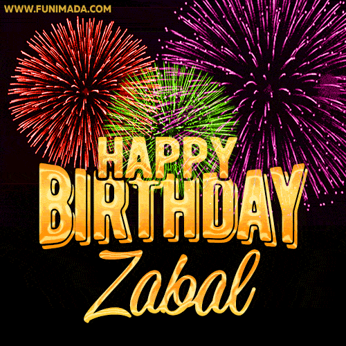 Wishing You A Happy Birthday, Zabal! Best fireworks GIF animated greeting card.
