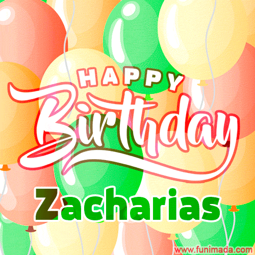 Happy Birthday Image for Zacharias. Colorful Birthday Balloons GIF Animation.