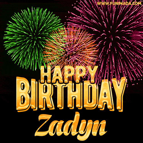 Wishing You A Happy Birthday, Zadyn! Best fireworks GIF animated greeting card.