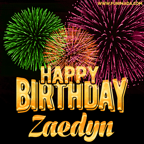Wishing You A Happy Birthday, Zaedyn! Best fireworks GIF animated greeting card.