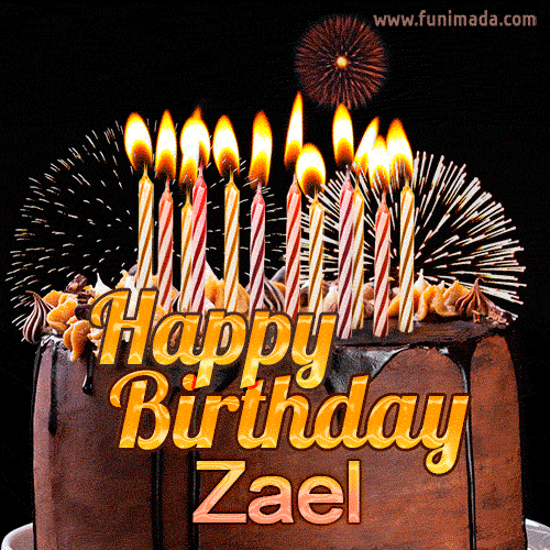 Chocolate Happy Birthday Cake for Zael (GIF)