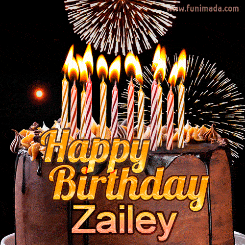 Chocolate Happy Birthday Cake for Zailey (GIF)