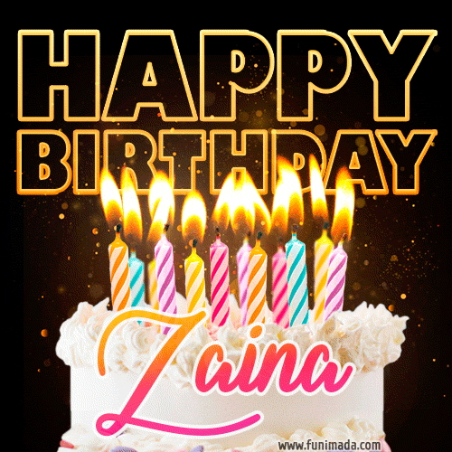 Zaina - Animated Happy Birthday Cake GIF Image for WhatsApp