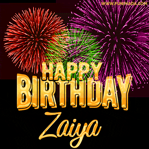Wishing You A Happy Birthday, Zaiya! Best fireworks GIF animated greeting card.