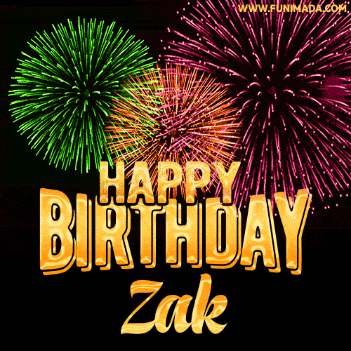 Wishing You A Happy Birthday, Zak! Best fireworks GIF animated greeting card.