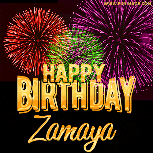Wishing You A Happy Birthday, Zamaya! Best fireworks GIF animated greeting card.