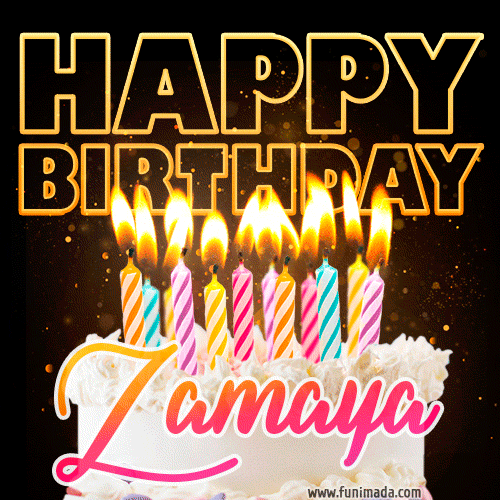 Zamaya - Animated Happy Birthday Cake GIF Image for WhatsApp