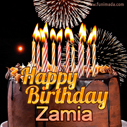 Chocolate Happy Birthday Cake for Zamia (GIF)