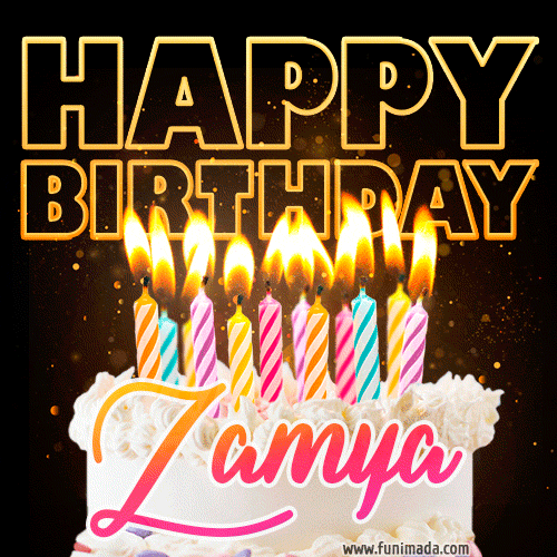 Zamya - Animated Happy Birthday Cake GIF Image for WhatsApp