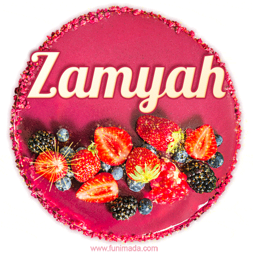 Happy Birthday Cake with Name Zamyah - Free Download