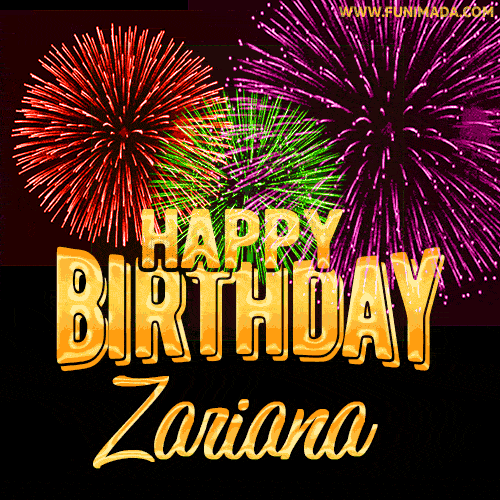Wishing You A Happy Birthday, Zariana! Best fireworks GIF animated greeting card.