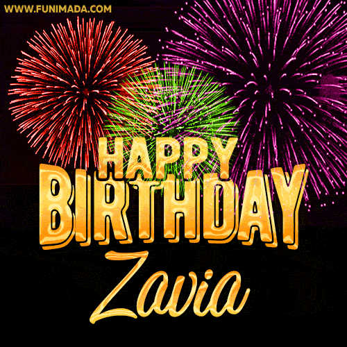Wishing You A Happy Birthday, Zavia! Best fireworks GIF animated greeting card.