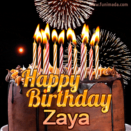 Chocolate Happy Birthday Cake for Zaya (GIF)