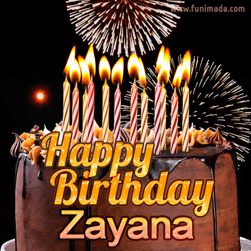 Chocolate Happy Birthday Cake for Zayana (GIF)