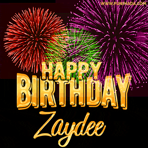 Wishing You A Happy Birthday, Zaydee! Best fireworks GIF animated greeting card.