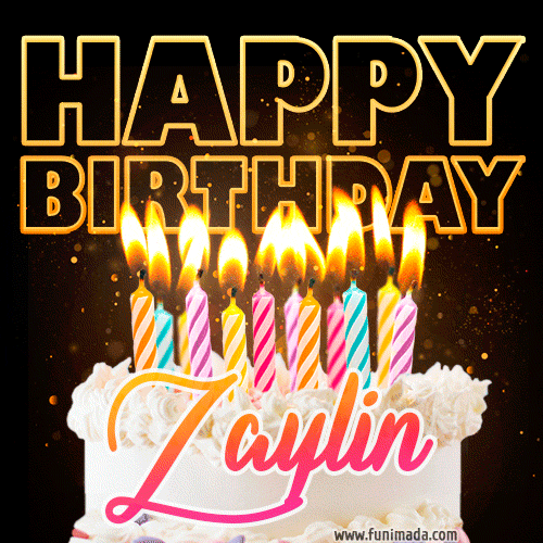 Zaylin - Animated Happy Birthday Cake GIF for WhatsApp