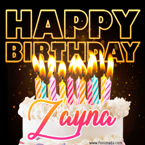 Zayna - Animated Happy Birthday Cake GIF Image for WhatsApp