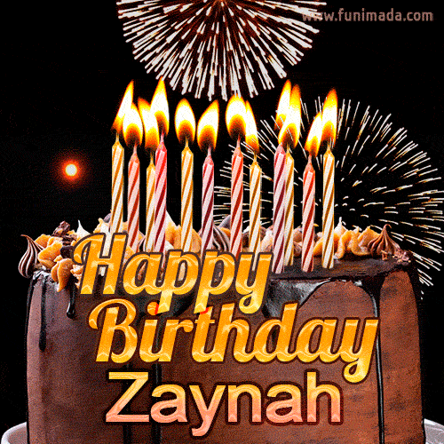 Chocolate Happy Birthday Cake for Zaynah (GIF)